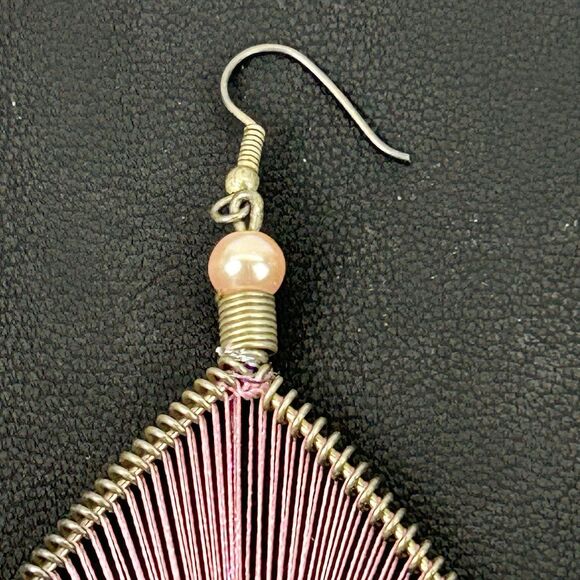 Thread Spiral Earrings Dangle Drop Blue Teardrop Boho Fashion Costume Jewelry - Picture 3 of 6